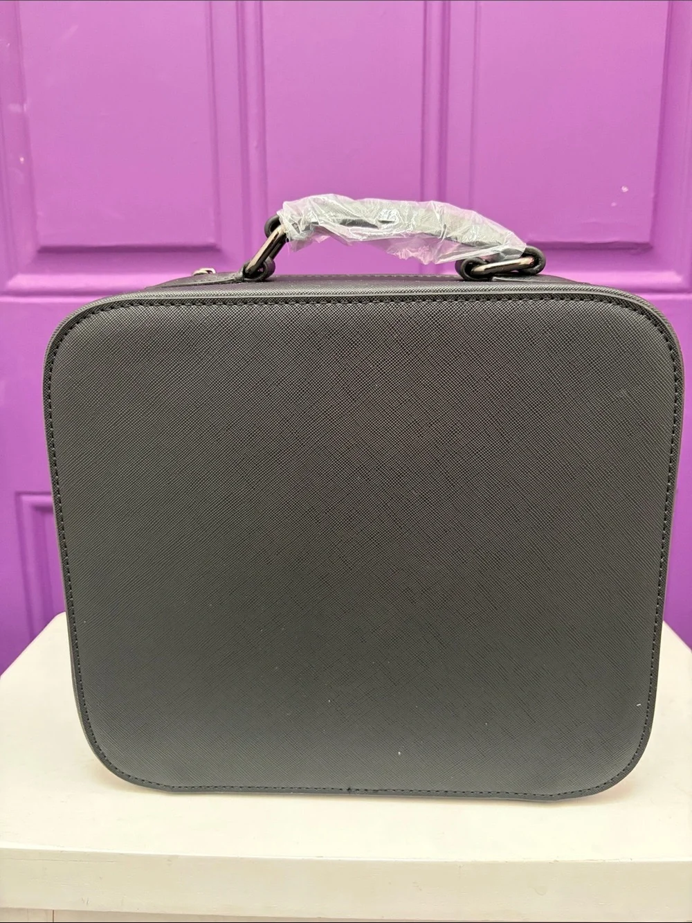 Backstitch Bruja Embossed Black Cosmetic Case with Top Handle